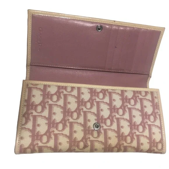 DIOR Vintage Pink Trotter Logo Girly #1 Long Wallet - Picture 6 of 9